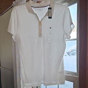 Tommy Hilfiger Cream Zip Polo Shirt Brand New XXL